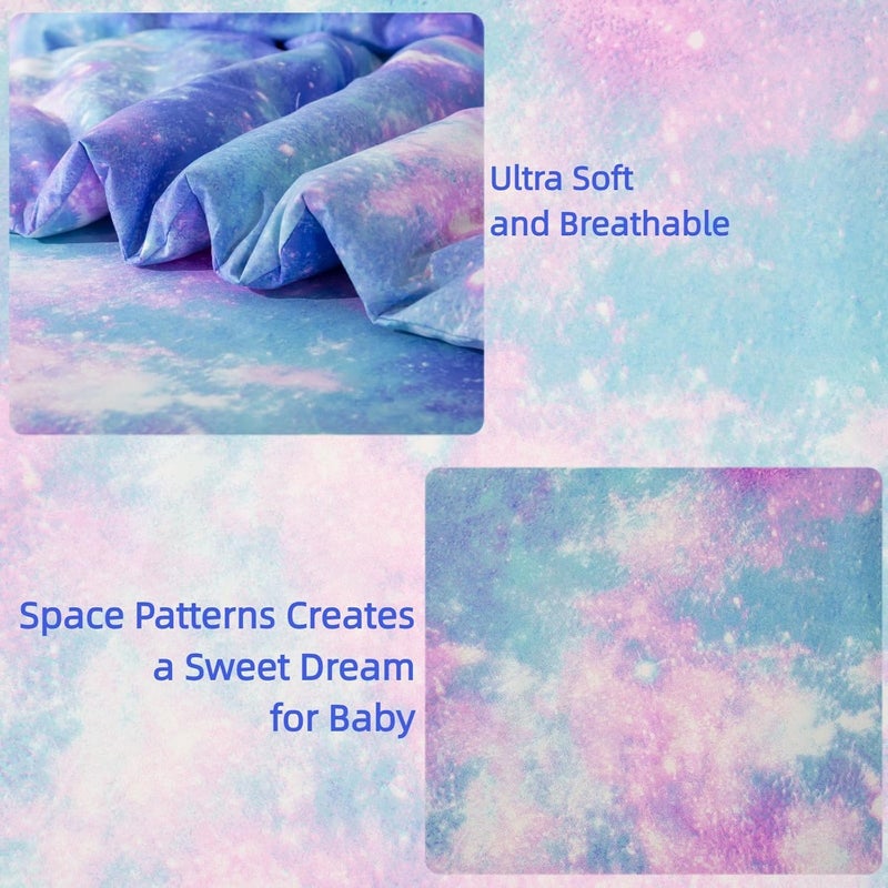 SDIII 4 Piece Colorful Space Toddler Bedding Set, Soft Microfiber Galaxy Toddler Bed Bedding with Comforter, Fitted Sheet, Flat Sheet and Pillowcase - Image 4